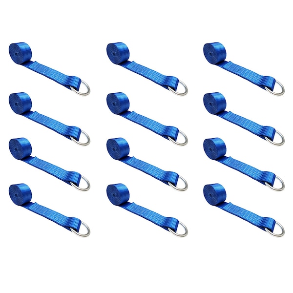 2" x 10' Lasso Strap w/ O Ring Auto Tie Down Wheel Lift Tow Truck Trailer, 12PK